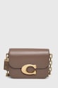 Кожена чанта Coach гладка кожа сив CM557