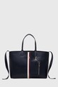 Τσάντα Tommy Hilfiger απομίμηση λείου δέρματος σκούρο μπλε AW0AW15881