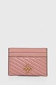 Usnjen etui za kartice Tory Burch etui za kartice roza 155891.651