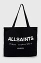 Βαμβακερή τσάντα AllSaints UNDERGROUND TOTE υφασμάτινο μαύρο MB540X