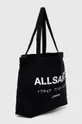 Βαμβακερή τσάντα AllSaints UNDERGROUND TOTE μαύρο