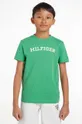 зелёный Детская хлопковая футболка Tommy Hilfiger Для мальчиков