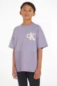 ljubičasta Dječja pamučna majica kratkih rukava Calvin Klein Jeans Za dječake