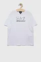 bijela Dječja pamučna majica kratkih rukava EA7 Emporio Armani Za dječake