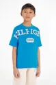 plava Dječja pamučna majica kratkih rukava Tommy Hilfiger Za dječake