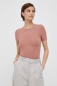 Calvin Klein t-shirt z elastanem pomarańczowy K20K205903