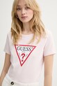 Guess t-shirt bawełniany różowy W1YI1B.I3Z14