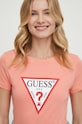 Odzież Guess t-shirt bawełniany W1YI1B.I3Z14 pomarańczowy