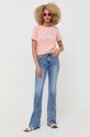 Памучна тениска Guess W3YI39.I3Z14 розов AW23