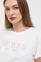 biela Bavlnené tričko Guess CRYSTAL