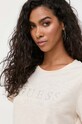 Guess t-shirt bawełniany CRYSTAL beżowy W3GI76.K8G01