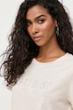 Guess t-shirt bawełniany CRYSTAL beżowy W3GI76.K8G01