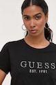 Guess t-shirt bawełniany CRYSTAL czarny W3GI76.K8G01
