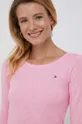 Βαμβακερή μπλούζα με μακριά μανίκια Tommy Hilfiger ροζ