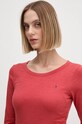 Bavlnené tričko s dlhým rukávom Tommy Hilfiger červená WW0WW37861