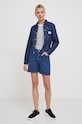 Бавовняний лонгслів Tommy Hilfiger WW0WW37861 темно-синій SS24