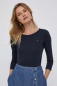 Bavlněné tričko s dlouhým rukávem Tommy Hilfiger WW0WW37861 námořnická modř SS24