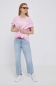 Bavlněné tričko Tommy Hilfiger WW0WW40057 růžová AW23