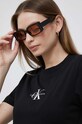 Bombažna kratka majica Calvin Klein Jeans črna J20J221426