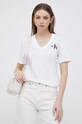 Βαμβακερό μπλουζάκι Calvin Klein Jeans λευκό J20J221429