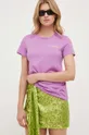 Pinko t-shirt bawełniany fioletowy