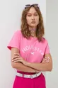 ροζ Βαμβακερό μπλουζάκι Hollister Co. Γυναικεία