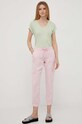 Tričko se lněnou směsí Pepe Jeans PL505568.610 zelená AW23