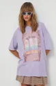 Billabong t-shirt bawełniany fioletowy