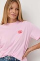 Karl Lagerfeld t-shirt bawełniany 235W1711 różowy