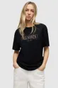 μαύρο Βαμβακερό μπλουζάκι AllSaints Logo Boyfriend Γυναικεία