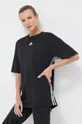 μαύρο Βαμβακερό μπλουζάκι adidas Γυναικεία