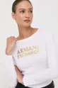 biela Bavlnené tričko s dlhým rukávom Armani Exchange Dámsky