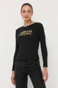 Βαμβακερή μπλούζα με μακριά μανίκια Armani Exchange μαύρο