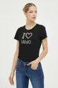 μαύρο Βαμβακερό μπλουζάκι Liu Jo