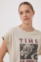 Pepe Jeans t-shirt bawełniany Camila beżowy PL505665.847