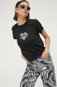 μαύρο Βαμβακερό μπλουζάκι Juicy Couture Haylee
