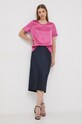Sisley bluzka jedwabna 5Q6WLQ05N.01T różowy AW23