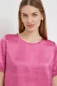 różowy Sisley bluzka jedwabna