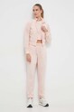 Βελούδινο μπλουζάκι Guess COUTURE V3BI01.KBXI2 ροζ AW24
