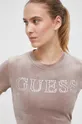 ροζ Βελούδινο μπλουζάκι Guess COUTURE