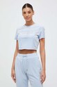 Guess t-shirt welurowy COUTURE niebieski V3BI01.KBXI2