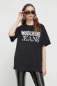 μαύρο Βαμβακερό μπλουζάκι Moschino Jeans