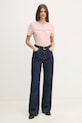 Хлопковая футболка Tommy Hilfiger WW0WW40276 розовый SS25