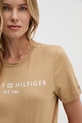 Bavlněné tričko Tommy Hilfiger WW0WW40276 béžová AW25