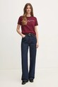 Бавовняна футболка Tommy Hilfiger WW0WW40276 бордо SS25