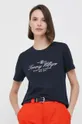 granatowy Tommy Hilfiger t-shirt bawełniany Damski