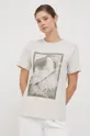 beżowy Calvin Klein t-shirt bawełniany