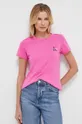 Bombažna kratka majica Calvin Klein Jeans 2-pack roza