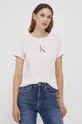 bež Bombažna kratka majica Calvin Klein Jeans Ženski