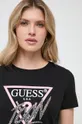 czarny Guess t-shirt bawełniany ICON
